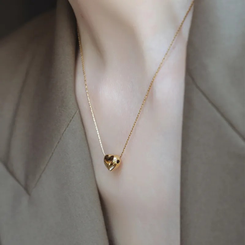 Simple Style Classic Style Commute Heart Shape Titanium Steel Plating 18K Gold Plated Pendant Necklace_colorza_2