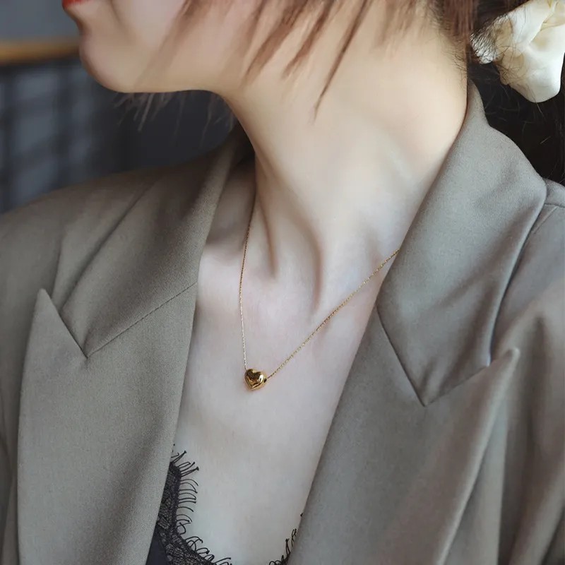 Simple Style Classic Style Commute Heart Shape Titanium Steel Plating 18K Gold Plated Pendant Necklace_colorza_4