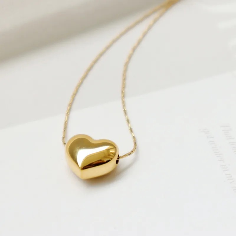 Simple Style Classic Style Commute Heart Shape Titanium Steel Plating 18K Gold Plated Pendant Necklace_colorza_5