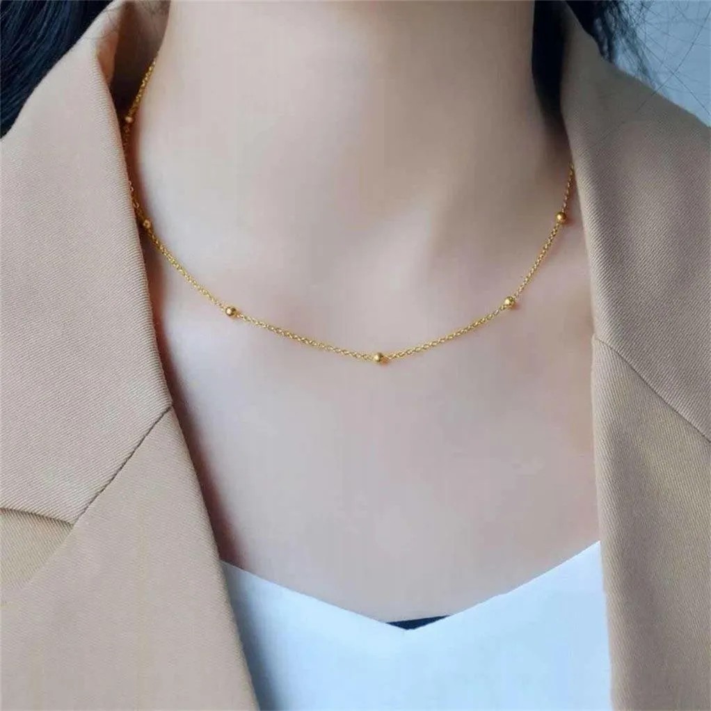 Simple Style Solid Color Titanium Steel Plating 18K Gold Plated Necklace_colorza_4