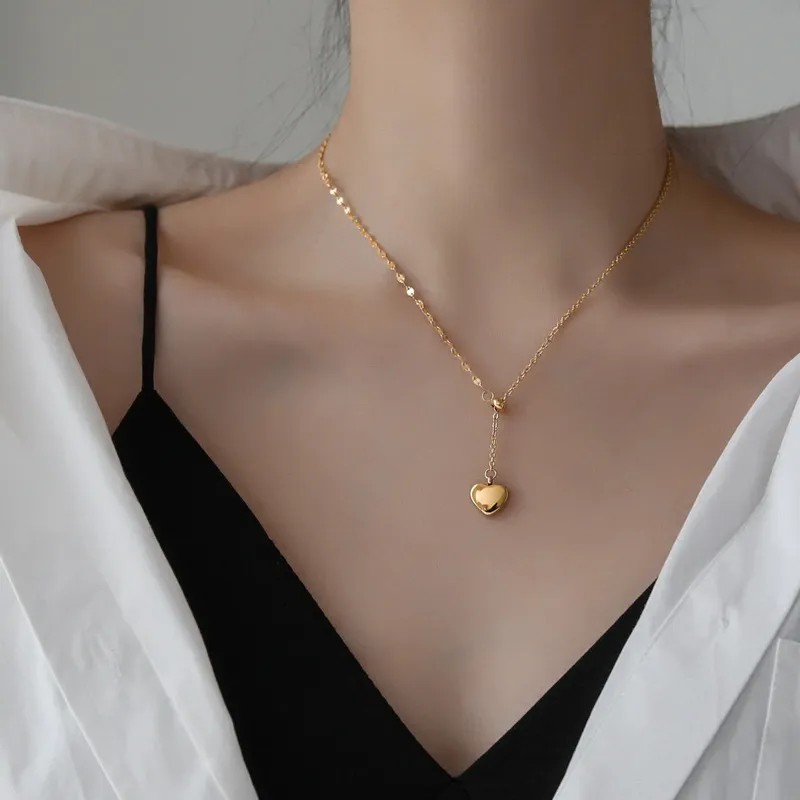 Simple Style Heart Shape Titanium Steel Plating 18K Gold Plated Pendant Necklace_colorza_2