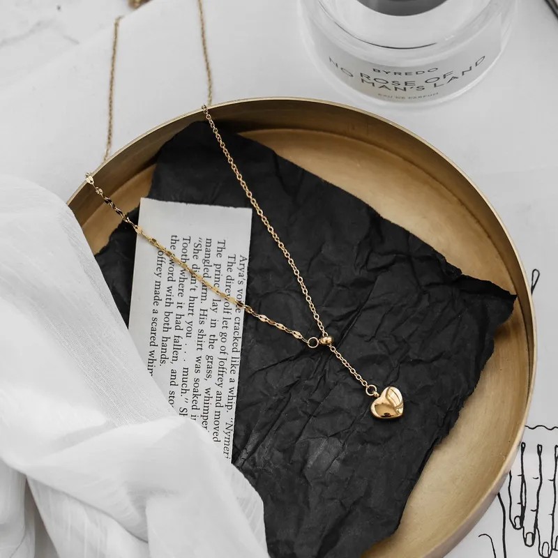 Simple Style Heart Shape Titanium Steel Plating 18K Gold Plated Pendant Necklace_colorza_4