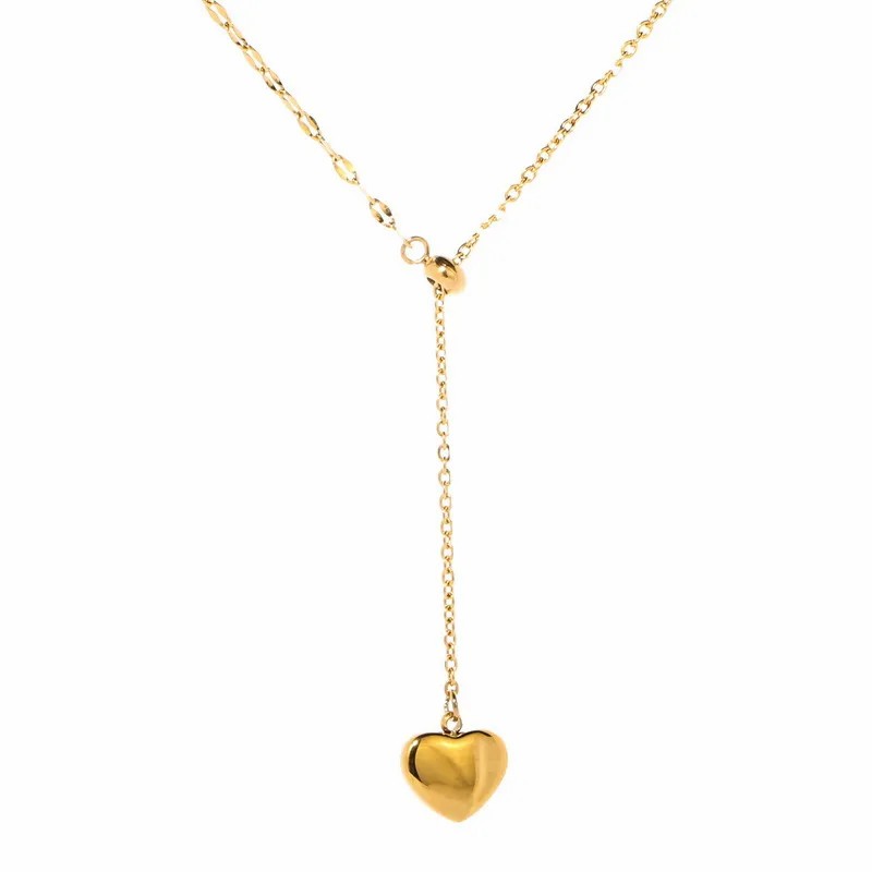 Simple Style Heart Shape Titanium Steel Plating 18K Gold Plated Pendant Necklace_colorza_5