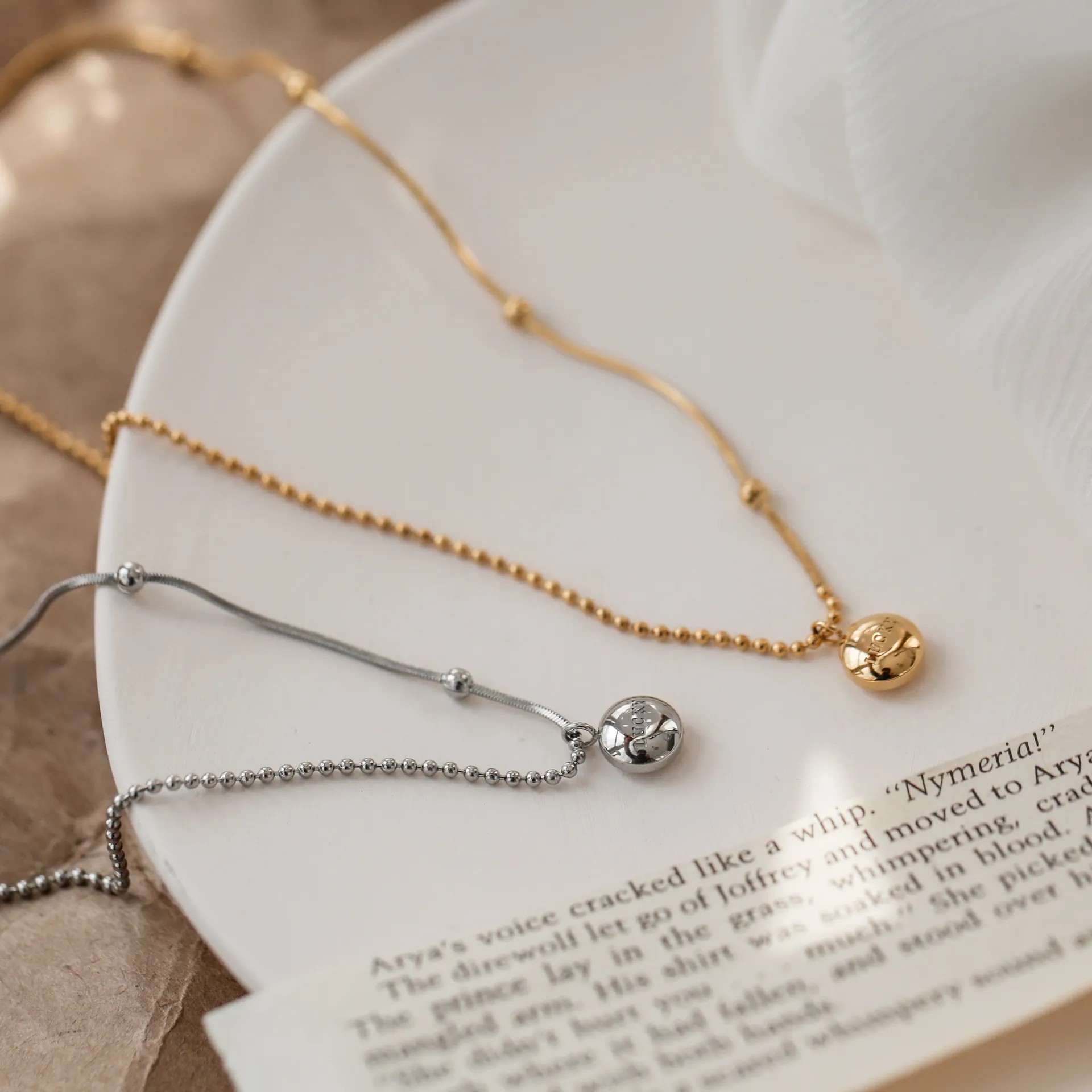 IG Style Simple Style Letter Ball Titanium Steel Plating 18K Gold Plated Pendant Necklace_colorza_1