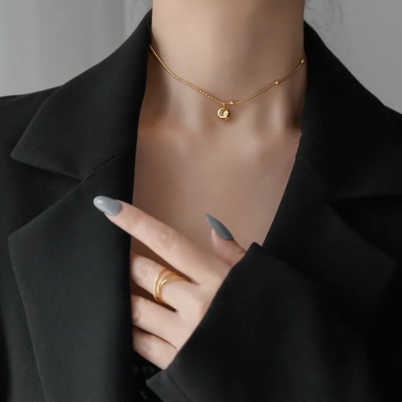 IG Style Simple Style Letter Ball Titanium Steel Plating 18K Gold Plated Pendant Necklace_colorza_2