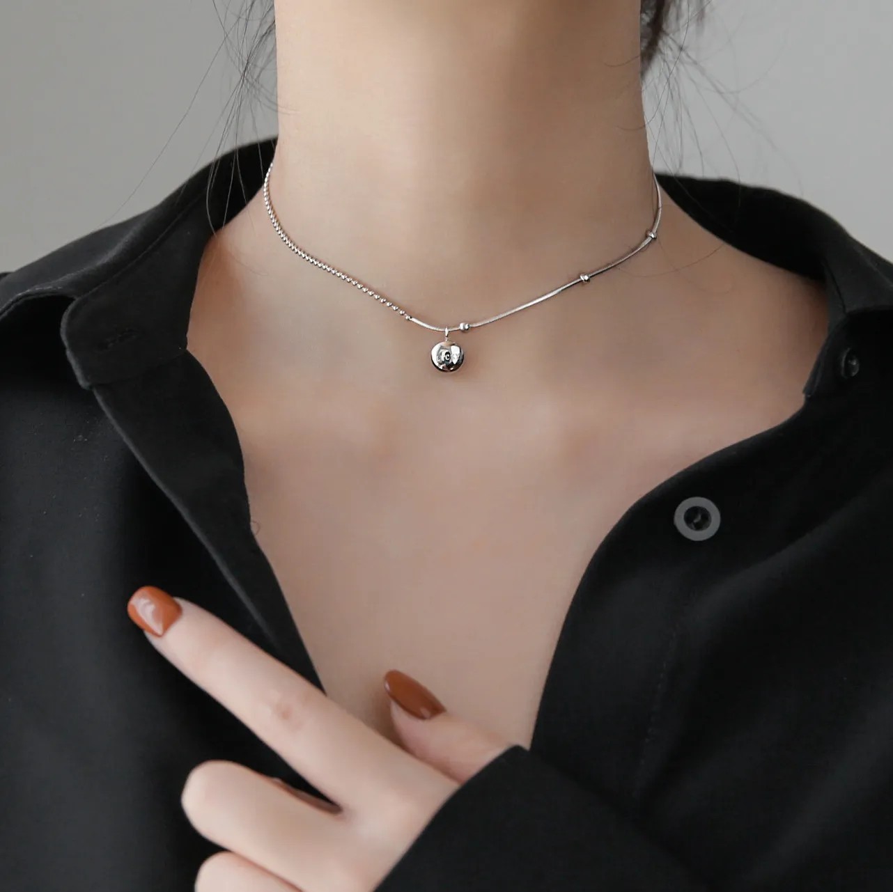 IG Style Simple Style Letter Ball Titanium Steel Plating 18K Gold Plated Pendant Necklace_colorza_4