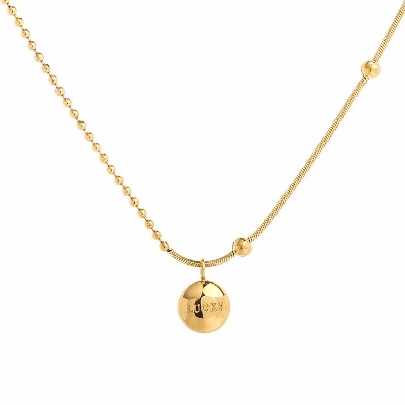 IG Style Simple Style Letter Ball Titanium Steel Plating 18K Gold Plated Pendant Necklace_colorza_5