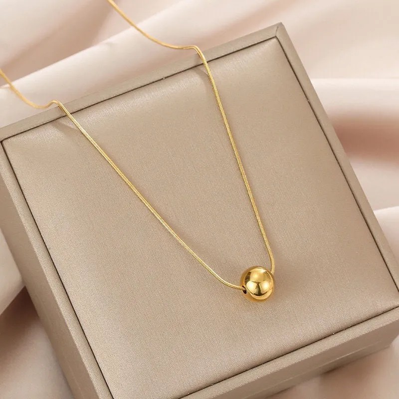 IG Style Solid Color Titanium Steel Plating 18K Gold Plated Necklace_colorza_1