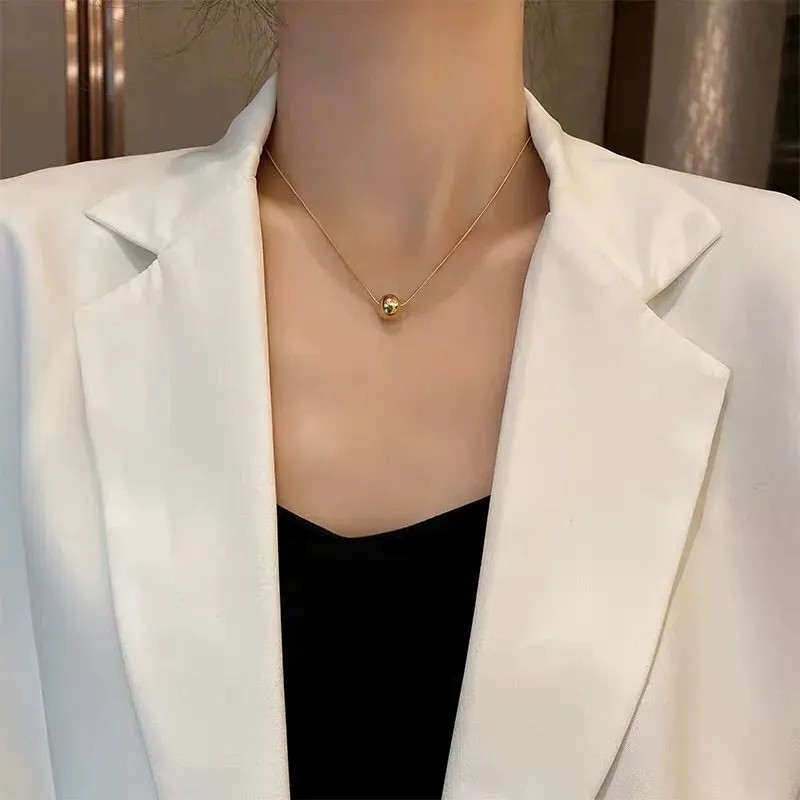IG Style Solid Color Titanium Steel Plating 18K Gold Plated Necklace_colorza_2