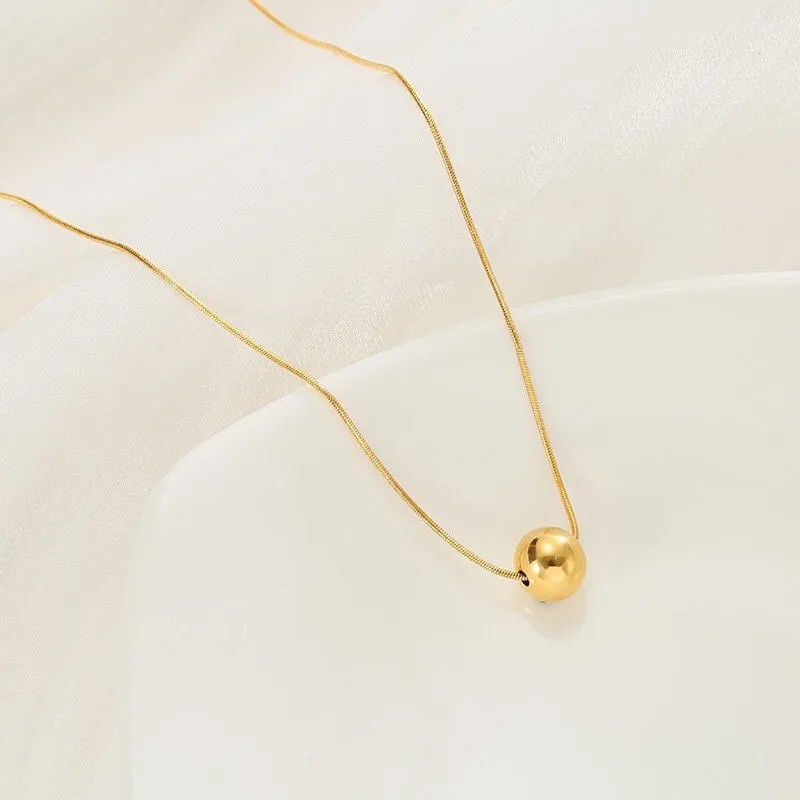 IG Style Solid Color Titanium Steel Plating 18K Gold Plated Necklace_colorza_3
