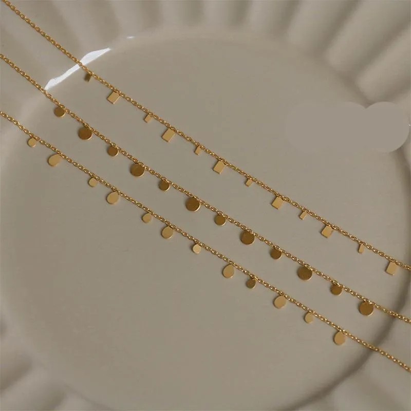 Simple Style Round Square Water Droplets Titanium Steel Plating 18K Gold Plated Necklace_colorza_1