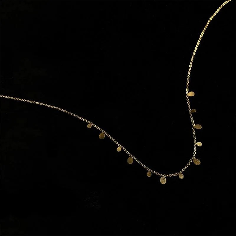 Simple Style Round Square Water Droplets Titanium Steel Plating 18K Gold Plated Necklace_colorza_3