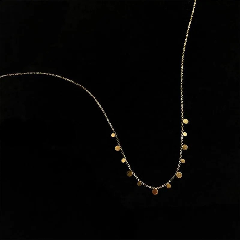 Simple Style Round Square Water Droplets Titanium Steel Plating 18K Gold Plated Necklace_colorza_4