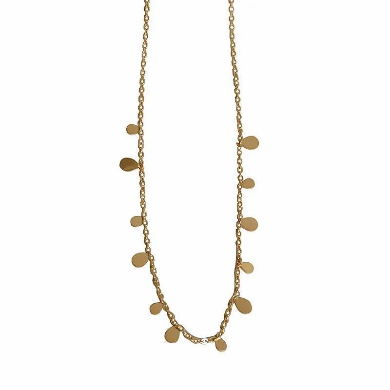 Simple Style Round Square Water Droplets Titanium Steel Plating 18K Gold Plated Necklace_colorza_5