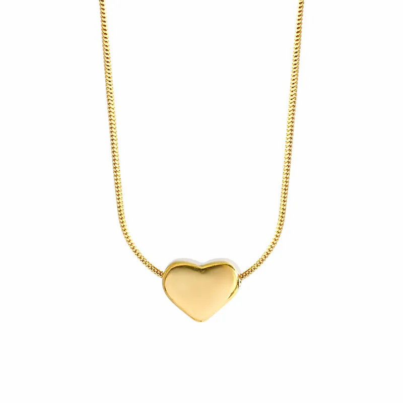 Simple Style Heart Shape Titanium Steel Patchwork 18K Gold Plated Necklace_colorza_5