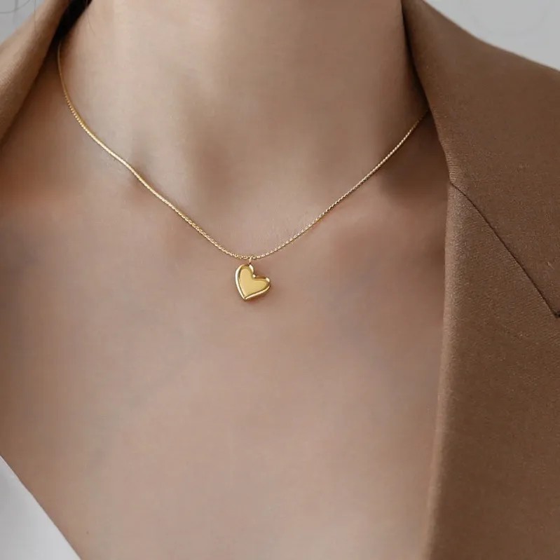 Simple Style Heart Shape Titanium Steel Plating 18K Gold Plated Pendant Necklace_colorza_1