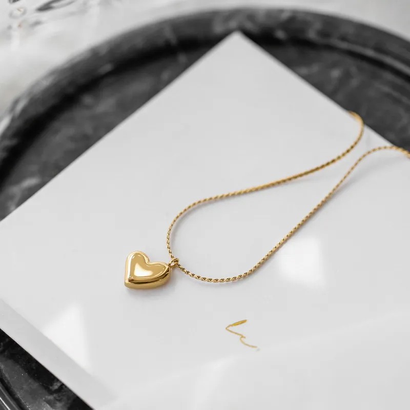 Simple Style Heart Shape Titanium Steel Plating 18K Gold Plated Pendant Necklace_colorza_2