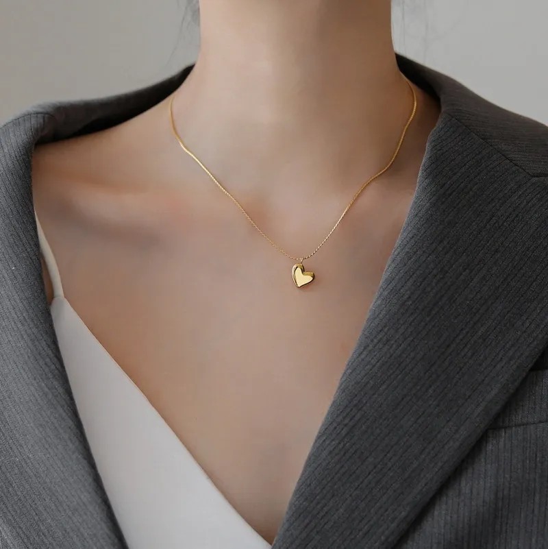Simple Style Heart Shape Titanium Steel Plating 18K Gold Plated Pendant Necklace_colorza_3