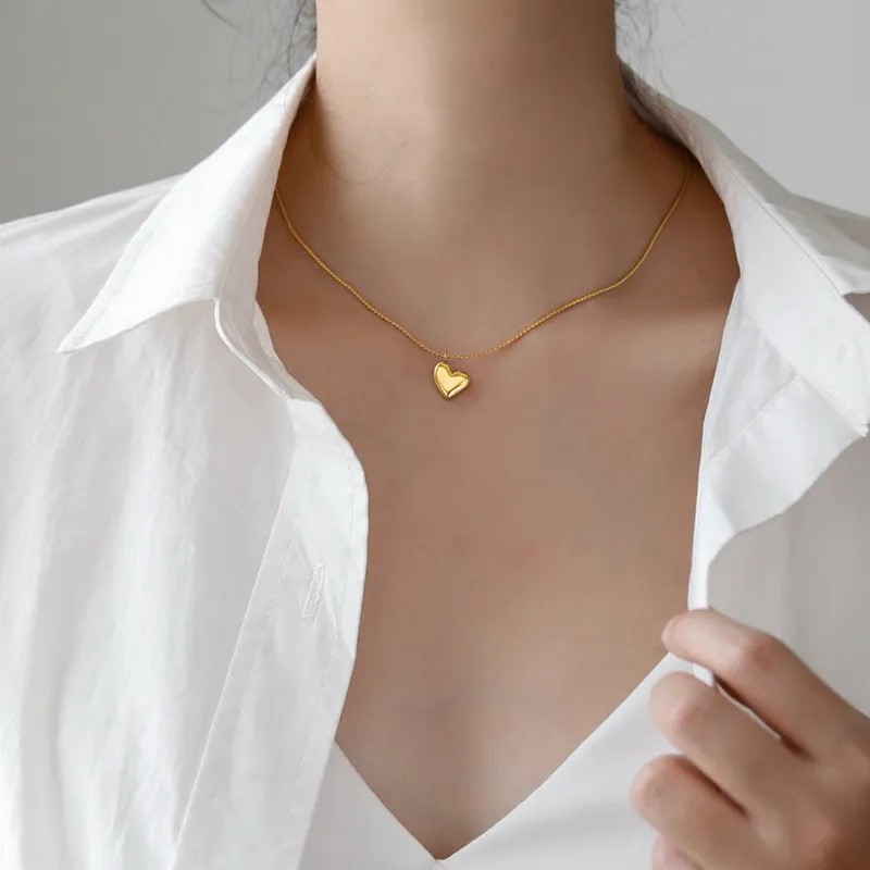 Simple Style Heart Shape Titanium Steel Plating 18K Gold Plated Pendant Necklace_colorza_4