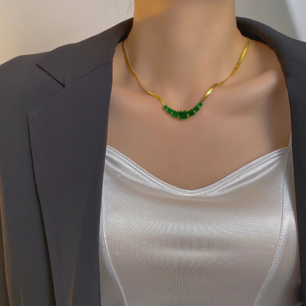 Nordic Style Solid Color Titanium Steel Plating 18K Gold Plated Necklace_colorza_3