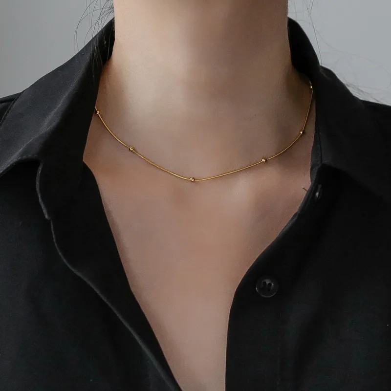 IG Style Simple Style Solid Color Titanium Steel Plating 18K Gold Plated Necklace_colorza_4