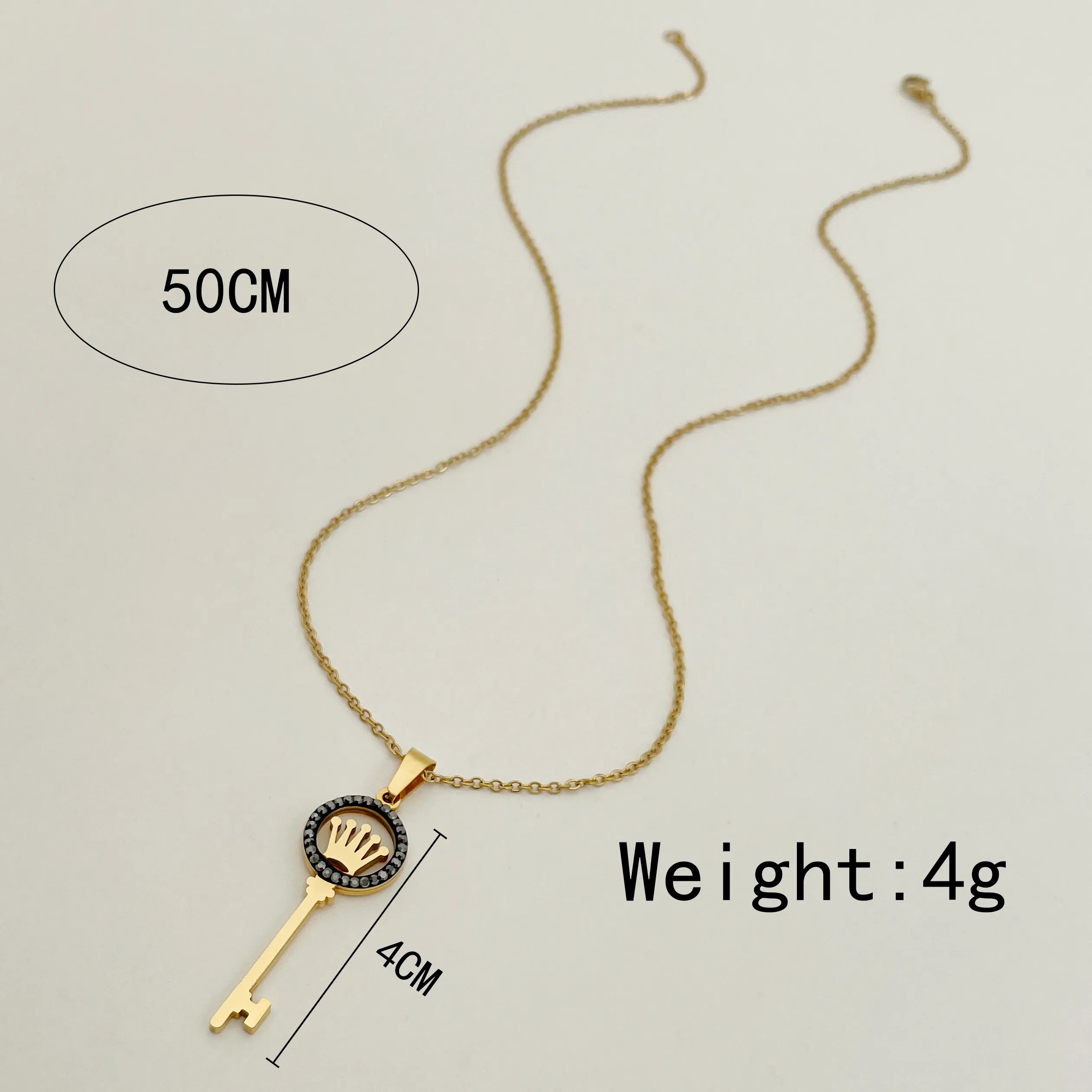 Elegant Luxurious Roman Style Crown Key Stainless Steel Polishing Plating Inlay Zircon Gold Plated Pendant Necklace_colorza_3