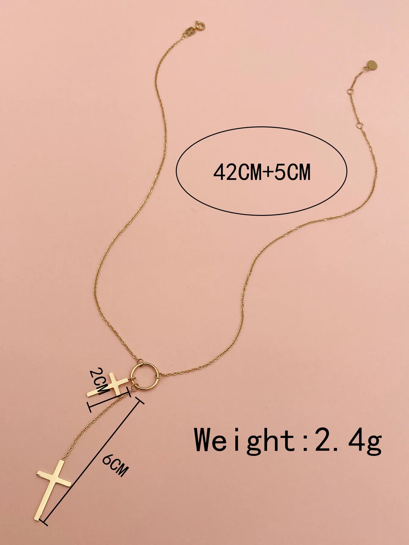 Elegant Sweet Artistic Cross Stainless Steel Polishing Tassel Plating Gold Plated Pendant Necklace_colorza_3