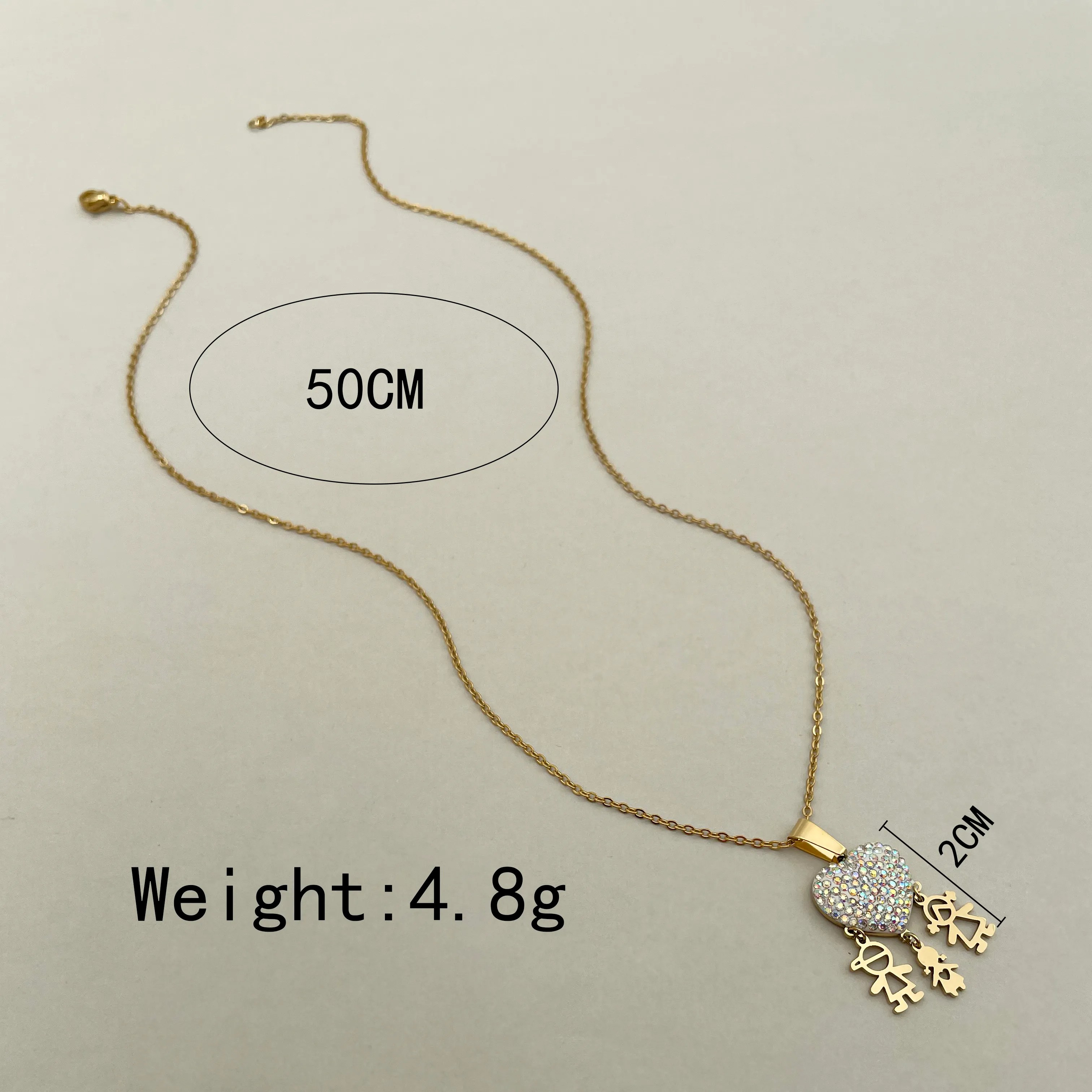 Sweet Shiny Human Heart Shape Stainless Steel Polishing Plating Inlay Zircon Gold Plated Pendant Necklace_colorza_3