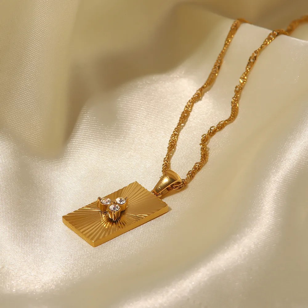 IG Style Triangle Pentagram Devil'S Eye Stainless Steel Plating Inlay Zircon 18K Gold Plated Pendant Necklace_colorza_9