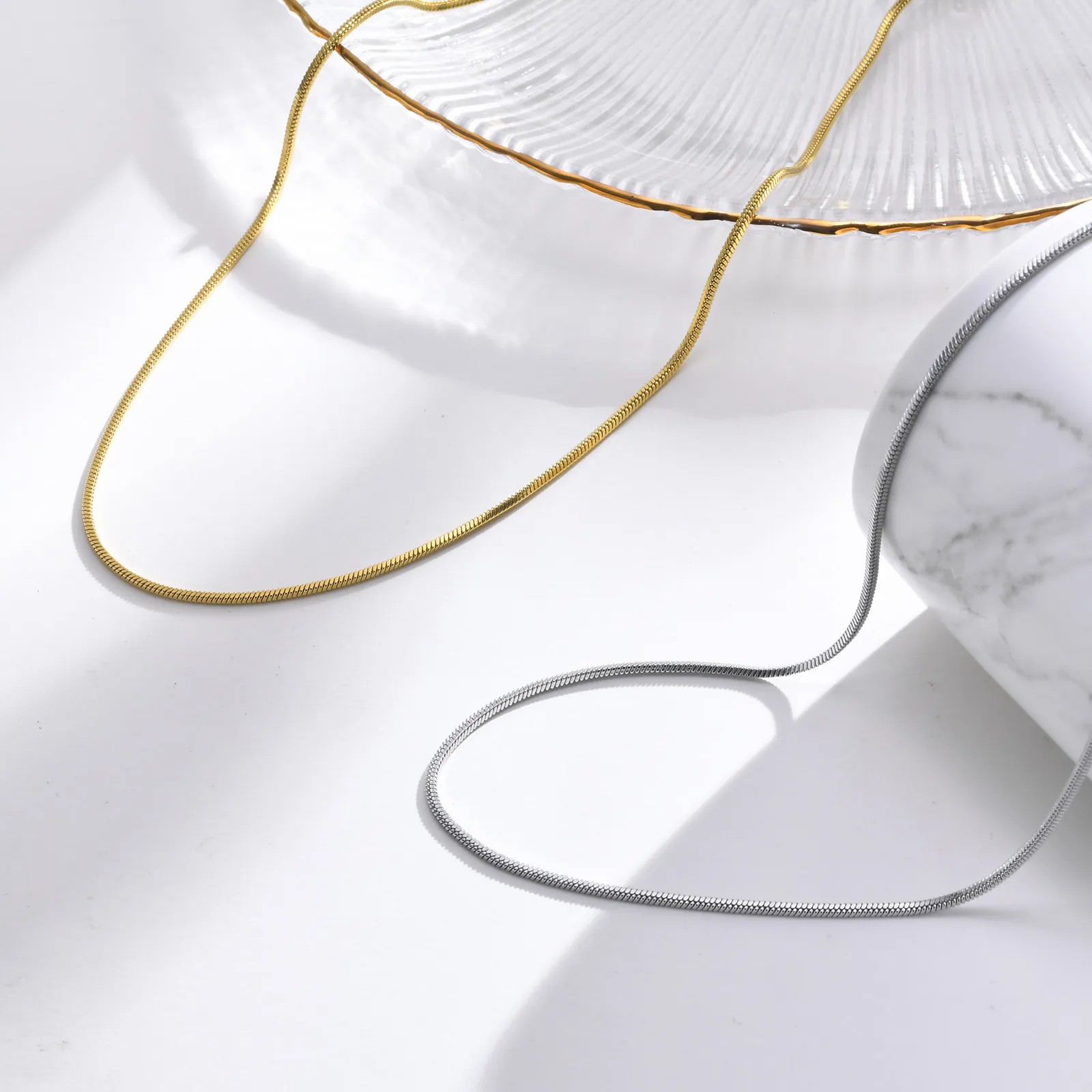 Classic Style Solid Color Stainless Steel Plating 18K Gold Plated Necklace_colorza_1