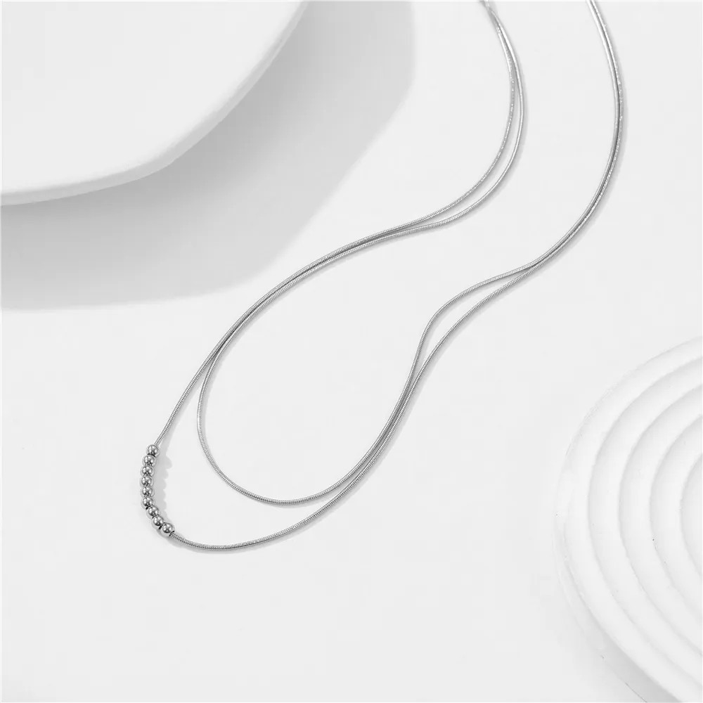 Simple Style Solid Color Titanium Steel Copper Tassel Plating 14K Gold Plated Necklace_colorza_2
