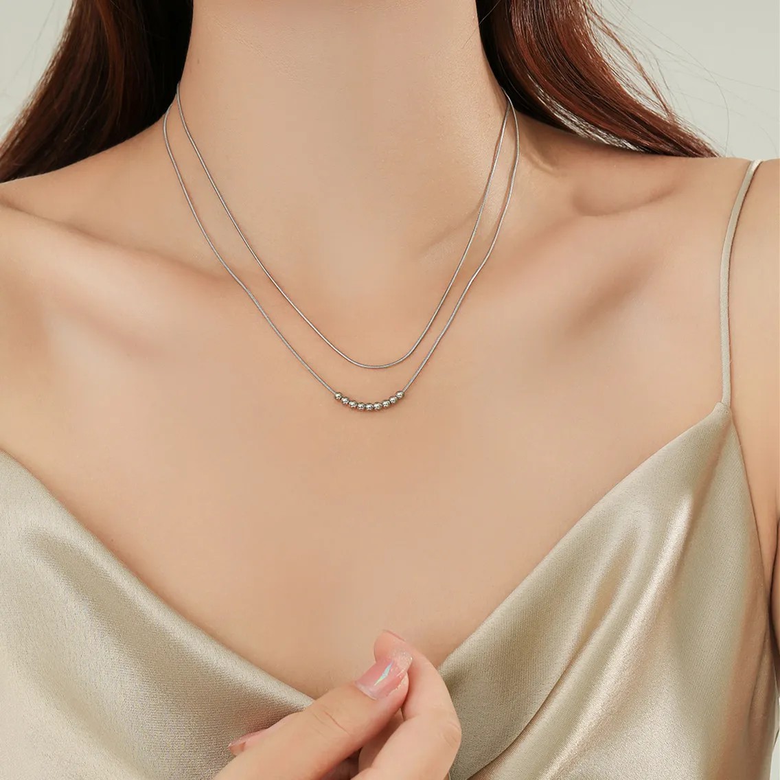 Simple Style Solid Color Titanium Steel Copper Tassel Plating 14K Gold Plated Necklace_colorza_3