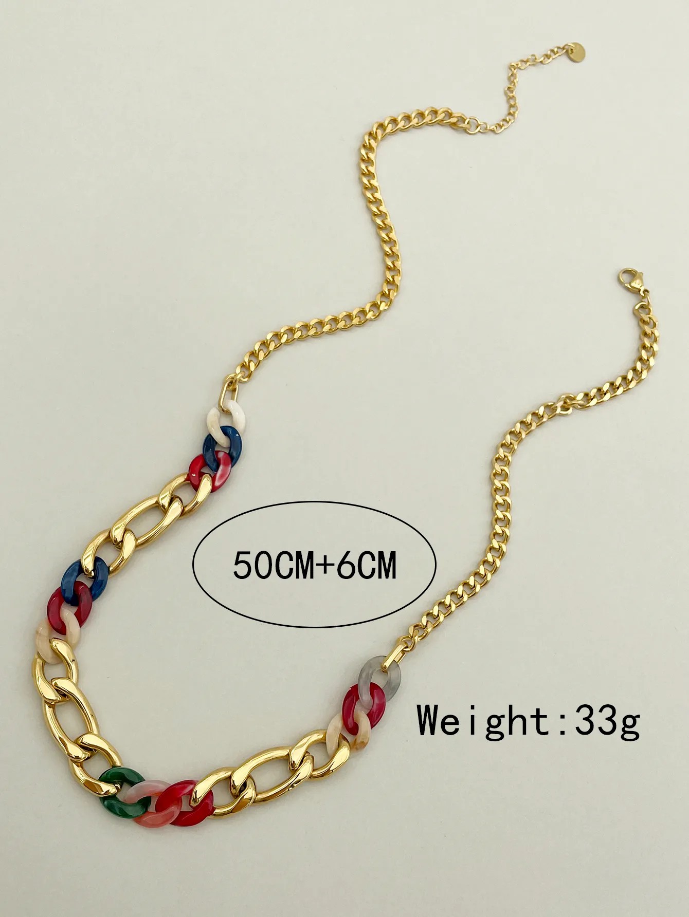 Casual Hip-Hop Colorful Stainless Steel Arylic Polishing Plating Gold Plated Necklace_colorza_3