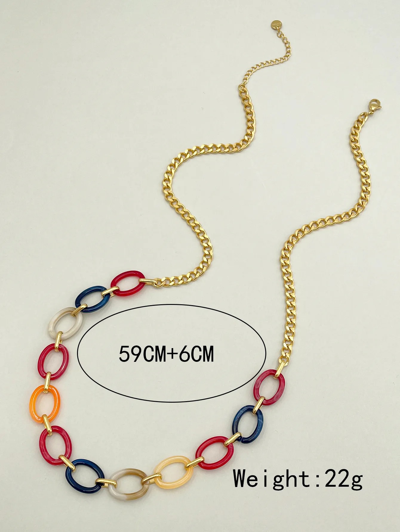 Casual Hip-Hop Oval Stainless Steel Arylic Polishing Plating Gold Plated Necklace_colorza_3