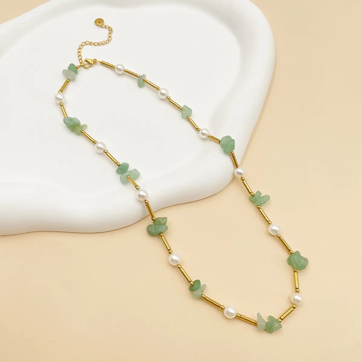 Casual Vacation Irregular Stainless Steel Gravel Patchwork Pearl Plating Gold Plated Necklace_colorza_1