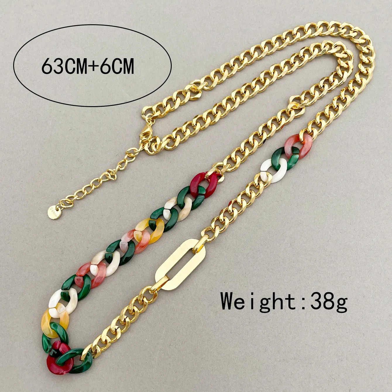 Casual Hip-Hop Geometric Stainless Steel Arylic Polishing Patchwork Plating Gold Plated Necklace_colorza_3