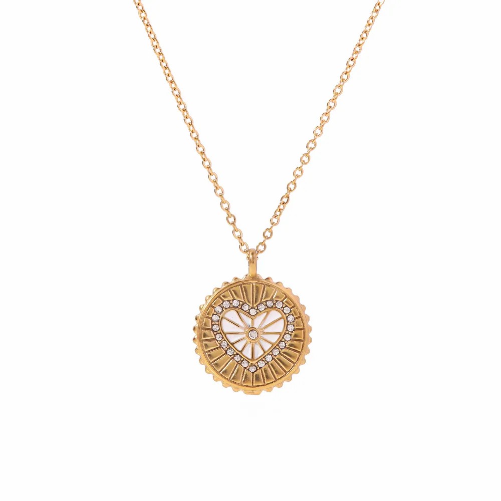 IG Style Devil'S Eye Heart Shape Stainless Steel Enamel Plating 18K Gold Plated Pendant Necklace_colorza_6