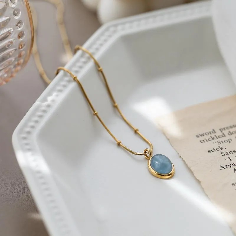Vintage Style Solid Color Titanium Steel Plating 18K Gold Plated Pendant Necklace_colorza_4