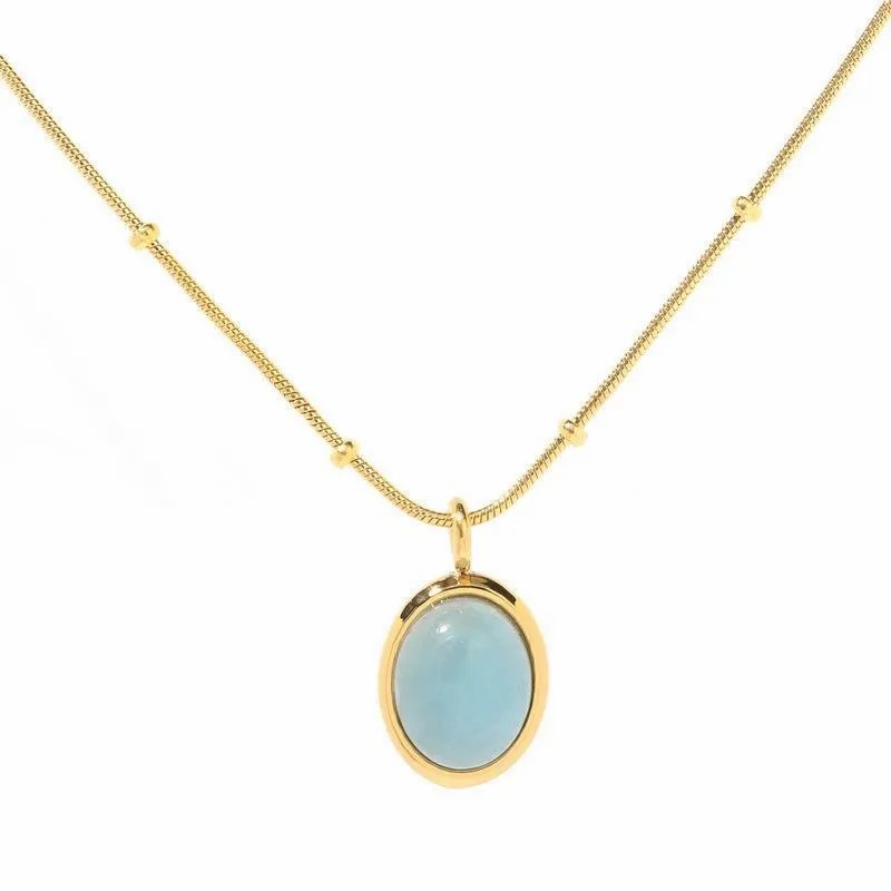 Vintage Style Solid Color Titanium Steel Plating 18K Gold Plated Pendant Necklace_colorza_5