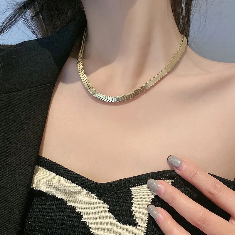 Simple Style Solid Color Titanium Steel Plating 18K Gold Plated Necklace_colorza_2