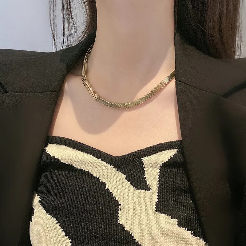 Simple Style Solid Color Titanium Steel Plating 18K Gold Plated Necklace_colorza_3
