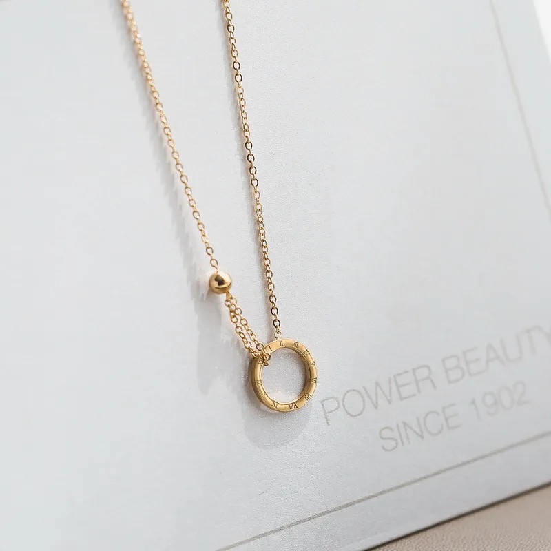 Simple Style Solid Color Titanium Steel Plating 18K Gold Plated Pendant Necklace_colorza_2