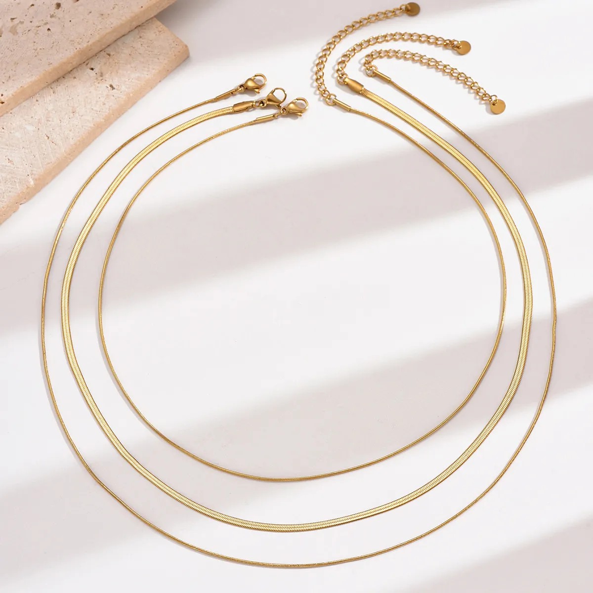 Hip-Hop Simple Style Solid Color Stainless Steel Plating 14K Gold Plated Necklace_colorza_1