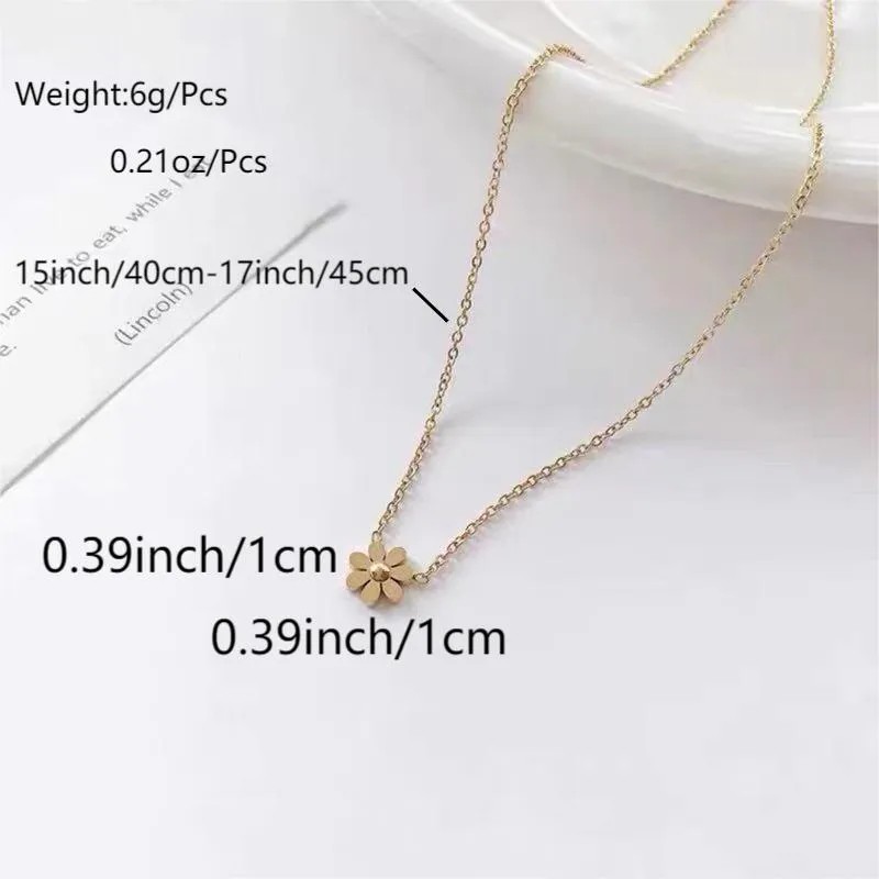 Sweet Simple Style Daisy Titanium Steel Plating 18K Gold Plated Pendant Necklace_colorza_1