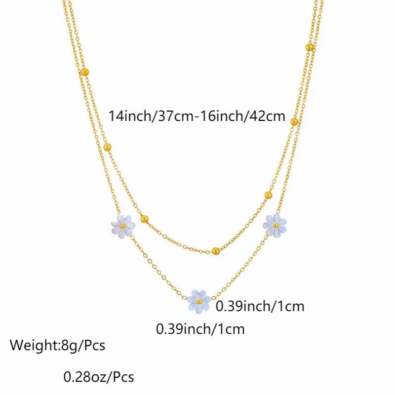 Hip-Hop Vintage Style Butterfly Daisy Titanium Steel Layered Plating 18K Gold Plated Pendant Necklace_colorza_1