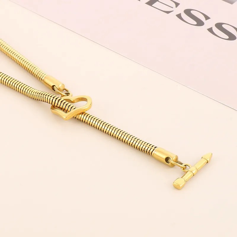 Retro Cool Style Heart Shape Stainless Steel Titanium Steel Plating 18K Gold Plated Pendant Necklace_colorza_6