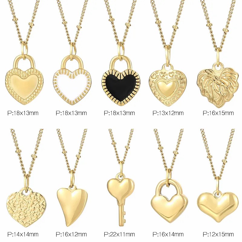 Modern Style Heart Shape Stainless Steel Titanium Steel Plating 18K Gold Plated Pendant Necklace_colorza_1