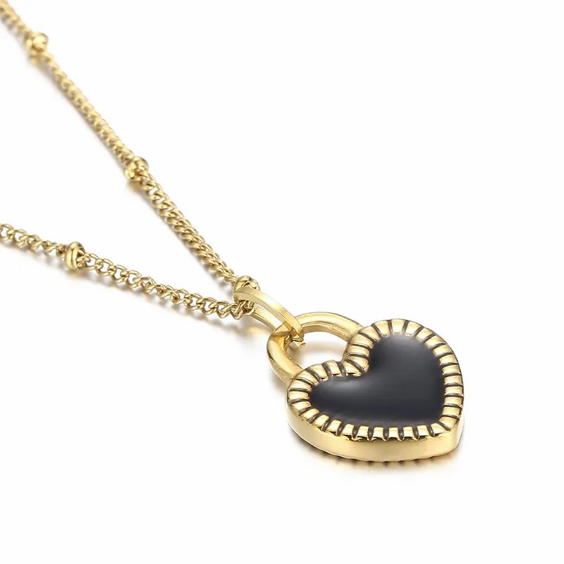 Modern Style Heart Shape Stainless Steel Titanium Steel Plating 18K Gold Plated Pendant Necklace_colorza_2