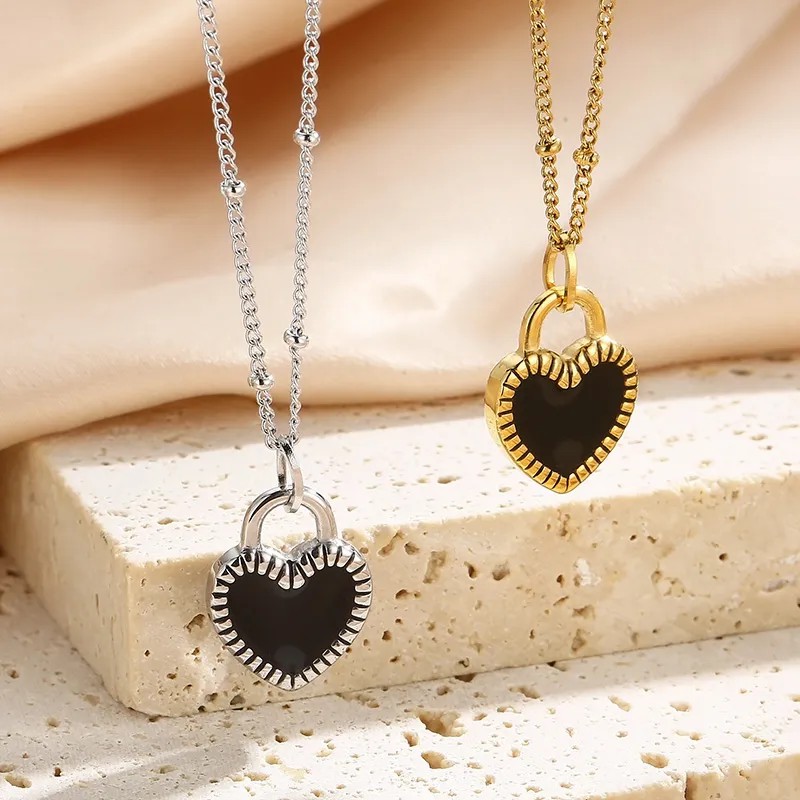 Modern Style Heart Shape Stainless Steel Titanium Steel Plating 18K Gold Plated Pendant Necklace_colorza_6
