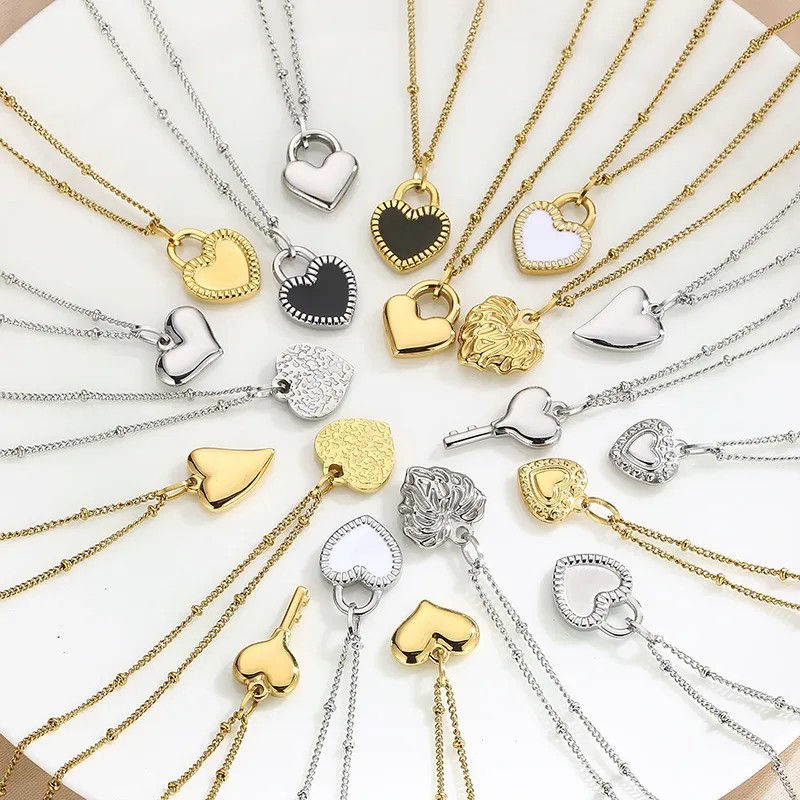 Modern Style Heart Shape Stainless Steel Titanium Steel Plating 18K Gold Plated Pendant Necklace_colorza_10